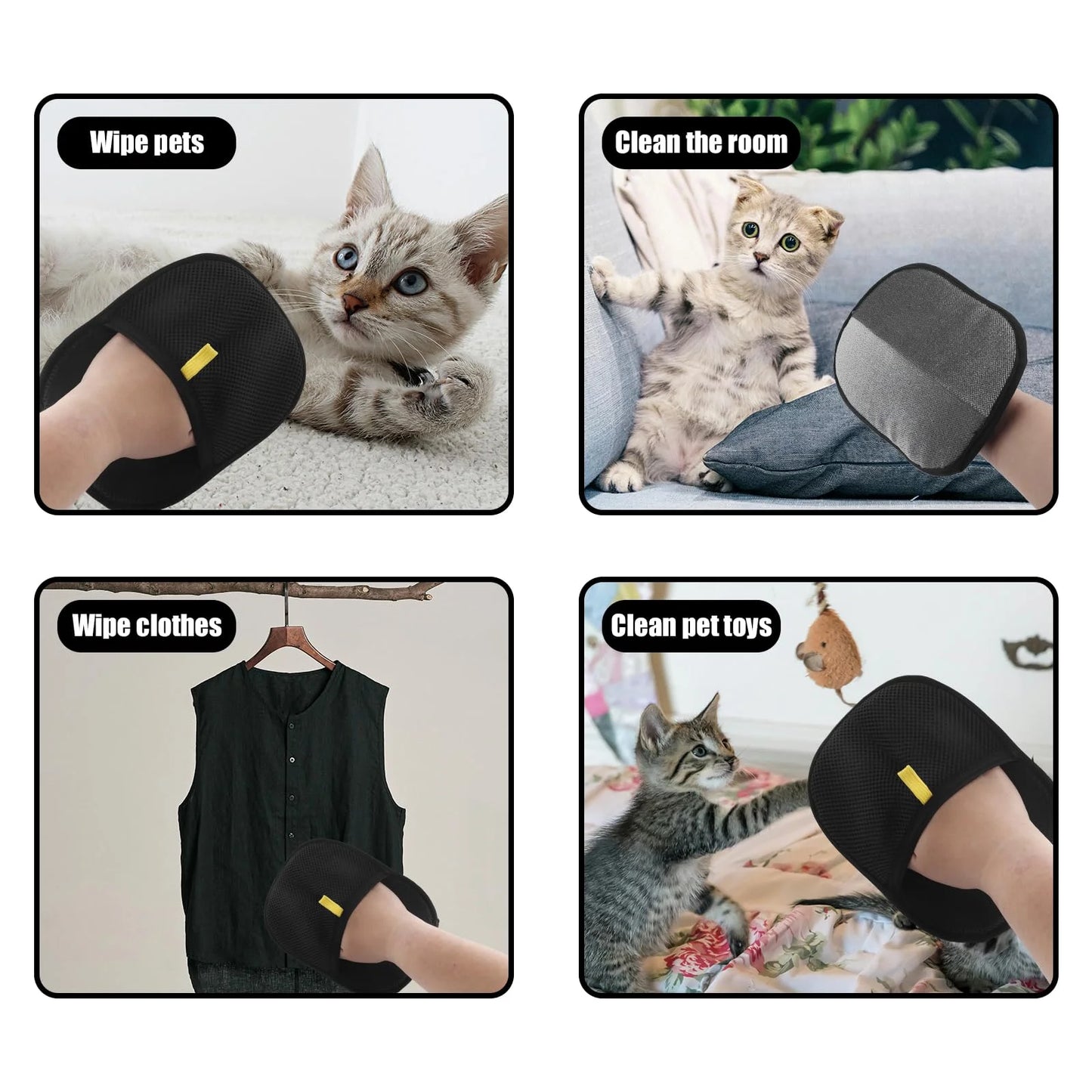 Reusable Pet Hair Removal & Grooming Gloves | Double-Sided for Fur & Carpet Cleaning